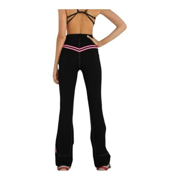 I Am Gia Pants‎ Womens Small pink Black Stripe Flare - Picture 2 of 13